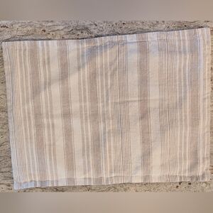 Pottery Barn Hawthorn Striped 100% Cotton Standard Pillow Sham White Tan Taupe